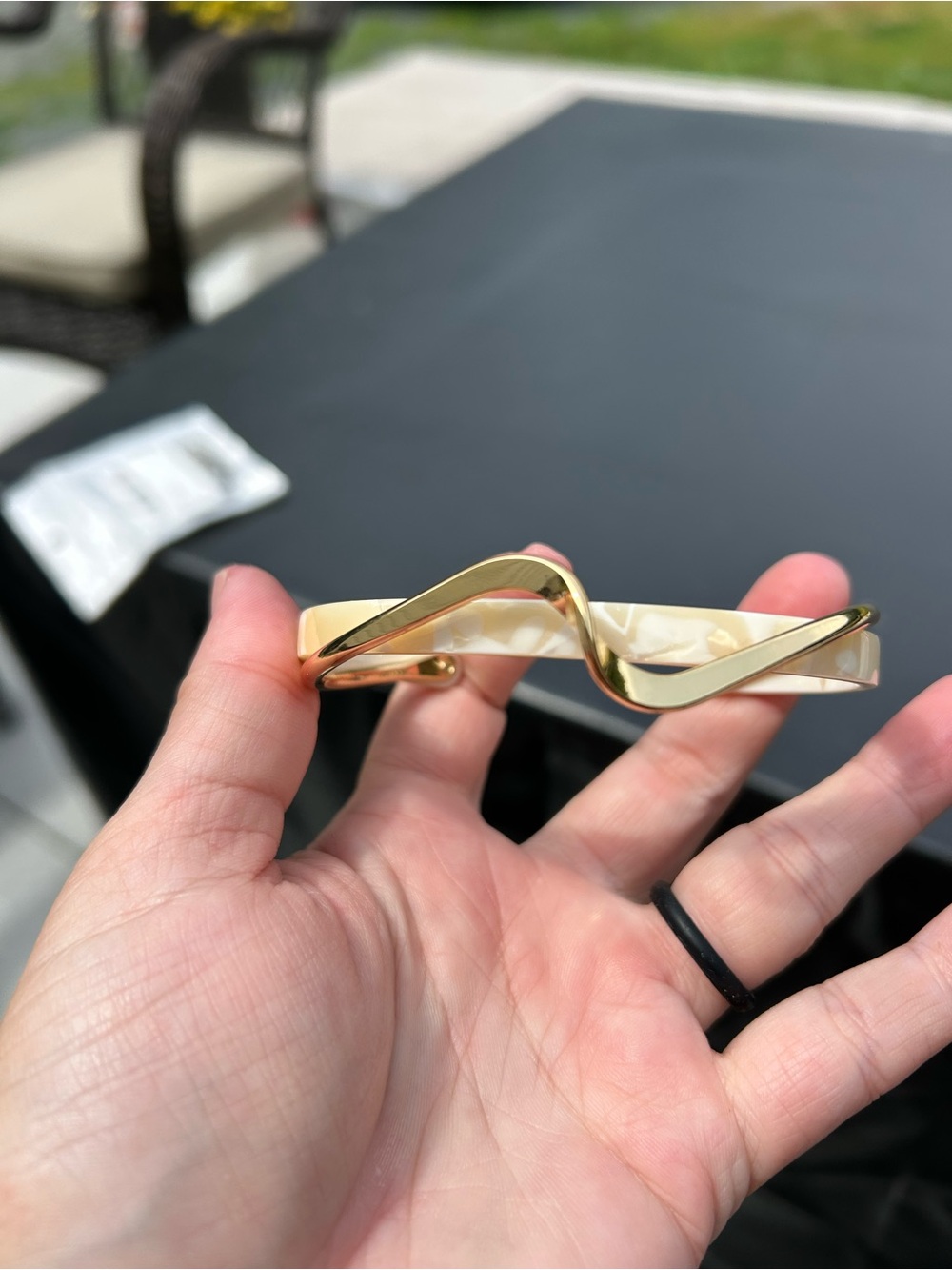 5/$25 Gold and Cream Swirl Bangle Bracelet - Women Accessories